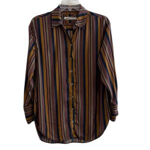 We The Free Striped Multicolor Button Up 
Extra Small Long Sleeve
